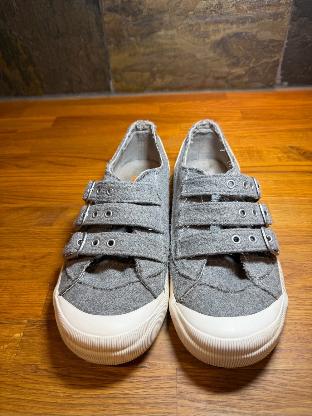 Rocket Dog Gray Triple-Strap Canvas Sneakers